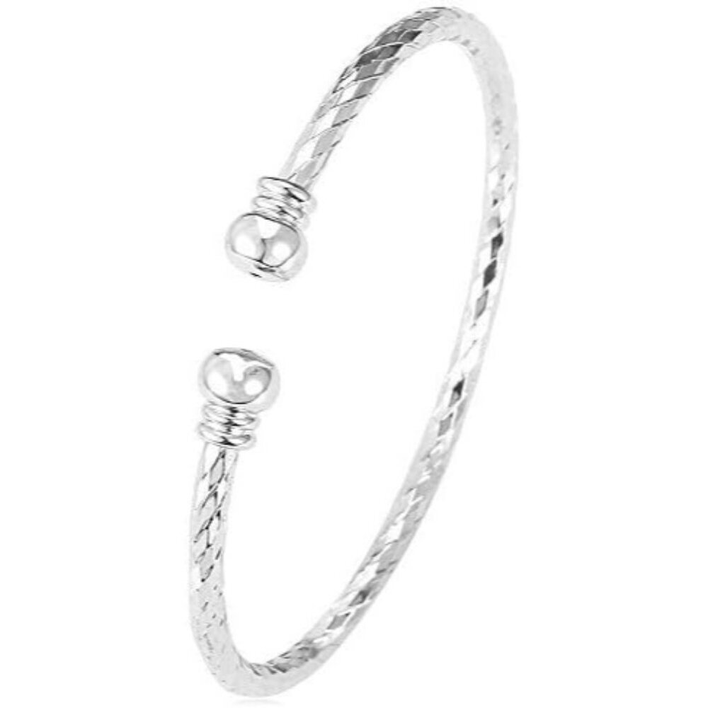 Women's Basic Platinum Simple 18k Real Gold Platinum Plated Fine Cuff Bracelets